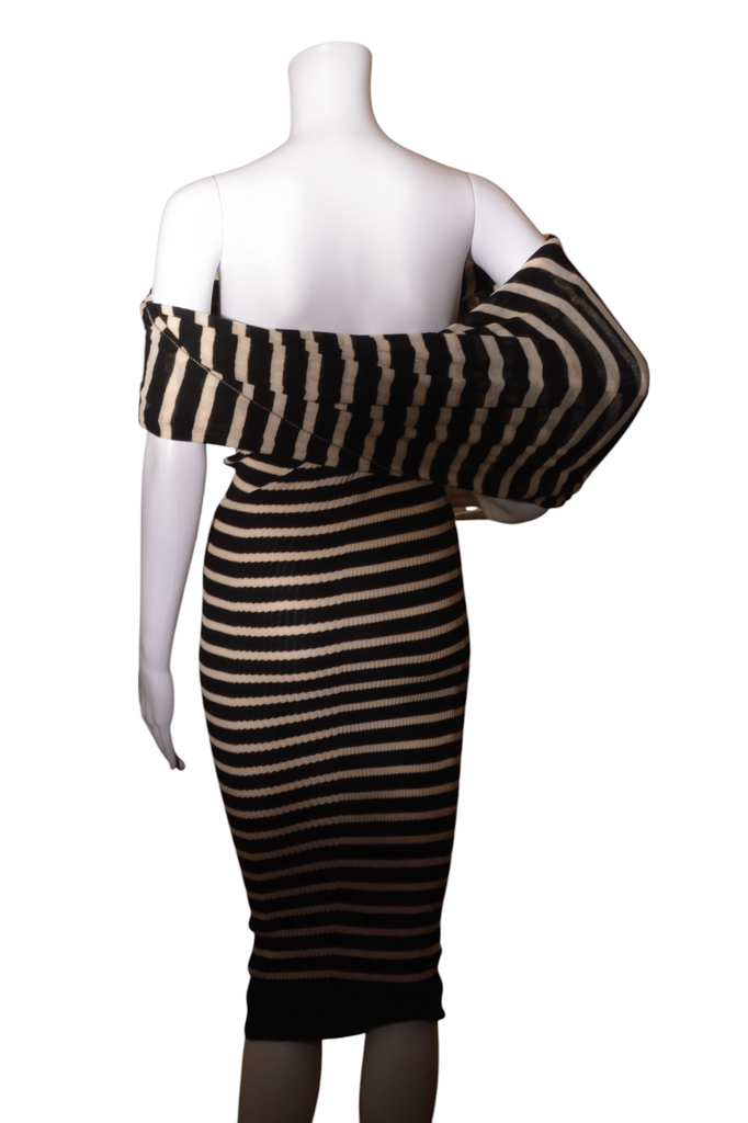 Jean Paul Gaultier Striped Off the Shoulder Dress - irvrsbl
