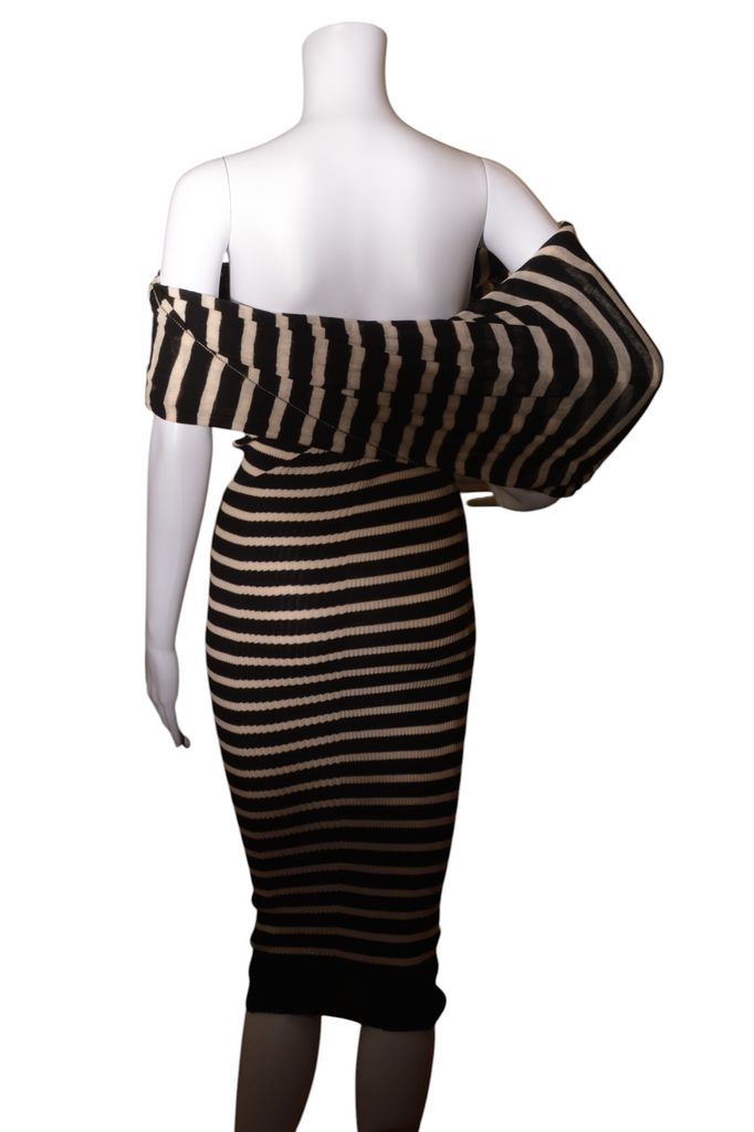 Jean Paul Gaultier Striped Off the Shoulder Dress - irvrsbl