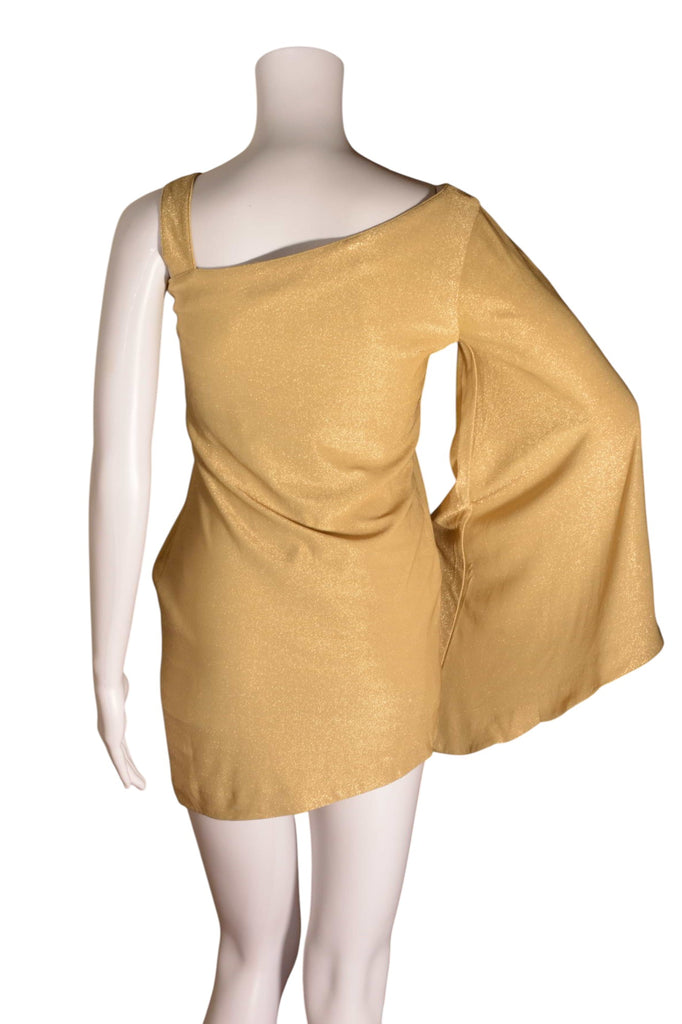 Versace One Sleeve Batwing Dress in Gold - irvrsbl