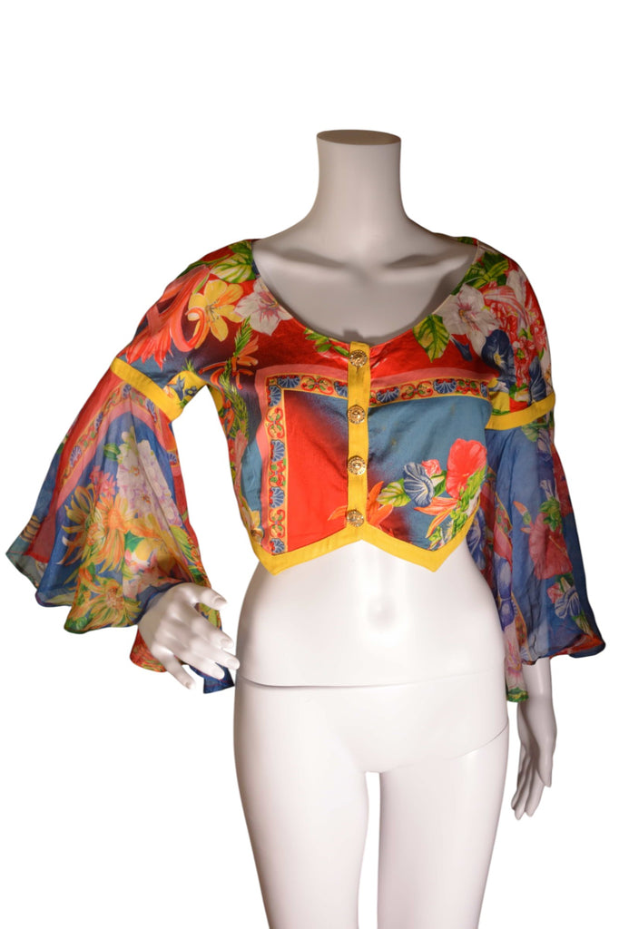 Versace Angel Sleeve Floral Top - irvrsbl
