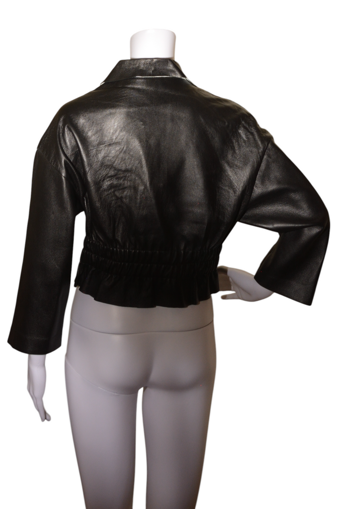 Marni Cropped Black Boxy Leather Jacket - irvrsbl