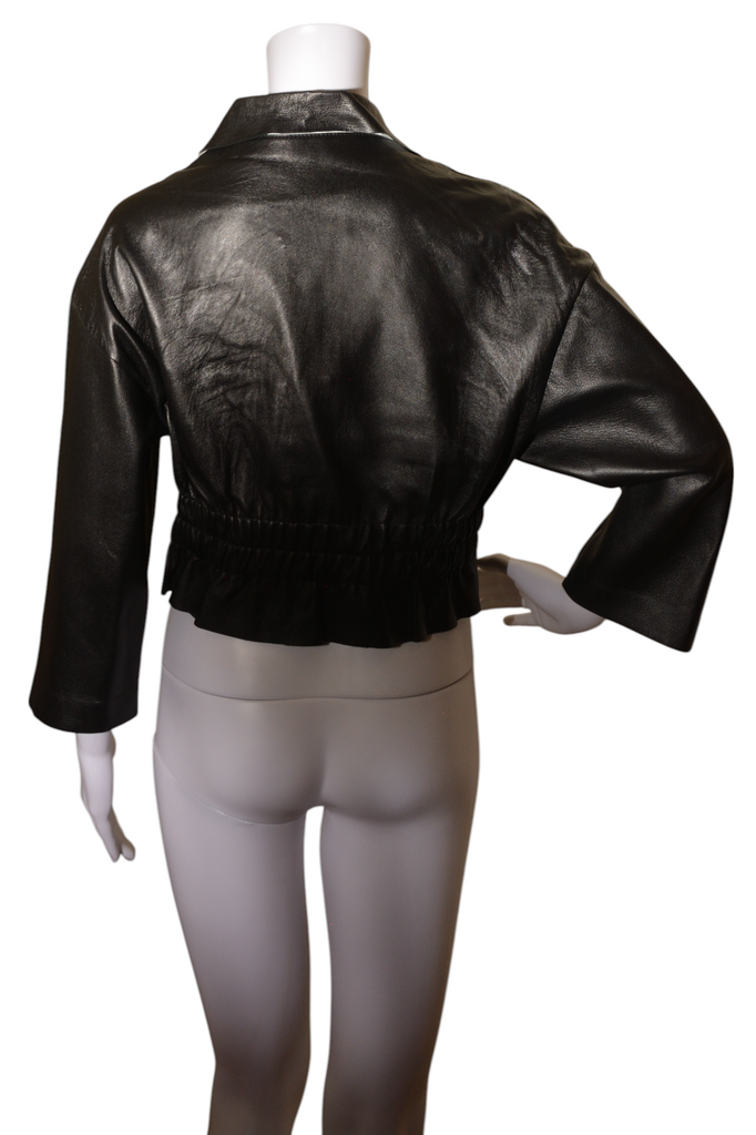 Marni Cropped Black Boxy Leather Jacket - irvrsbl