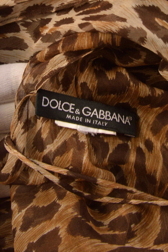 Dolce and Gabbana Leopard Print Tunic or Mini Dress with Satin Necktie - irvrsbl