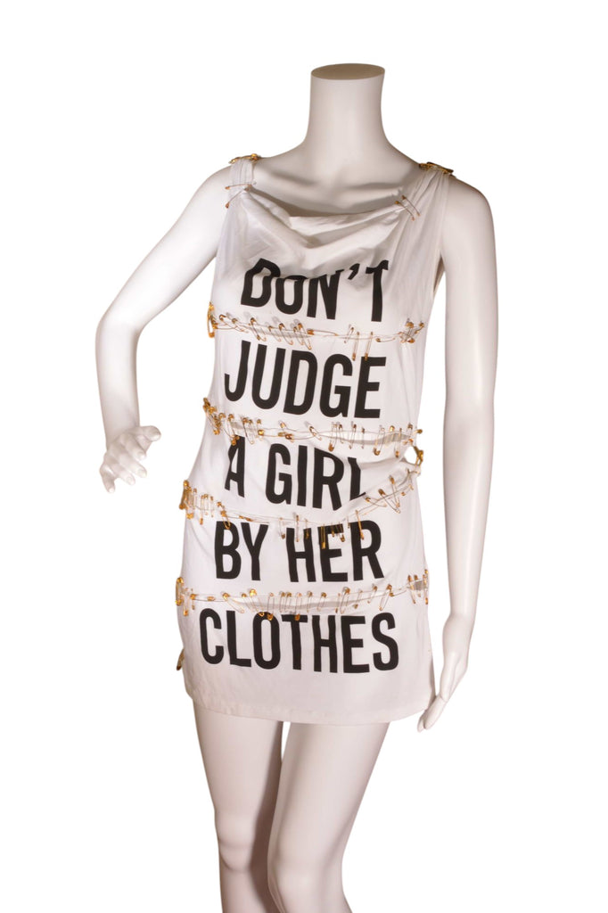 Moschino Don’t Judge A Girl By Her Clothes Safety Pin Dress - irvrsbl
