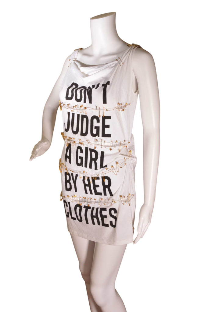 Moschino Don’t Judge A Girl By Her Clothes Safety Pin Dress - irvrsbl
