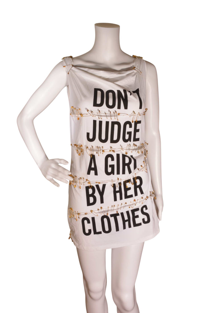 Moschino Don’t Judge A Girl By Her Clothes Safety Pin Dress - irvrsbl