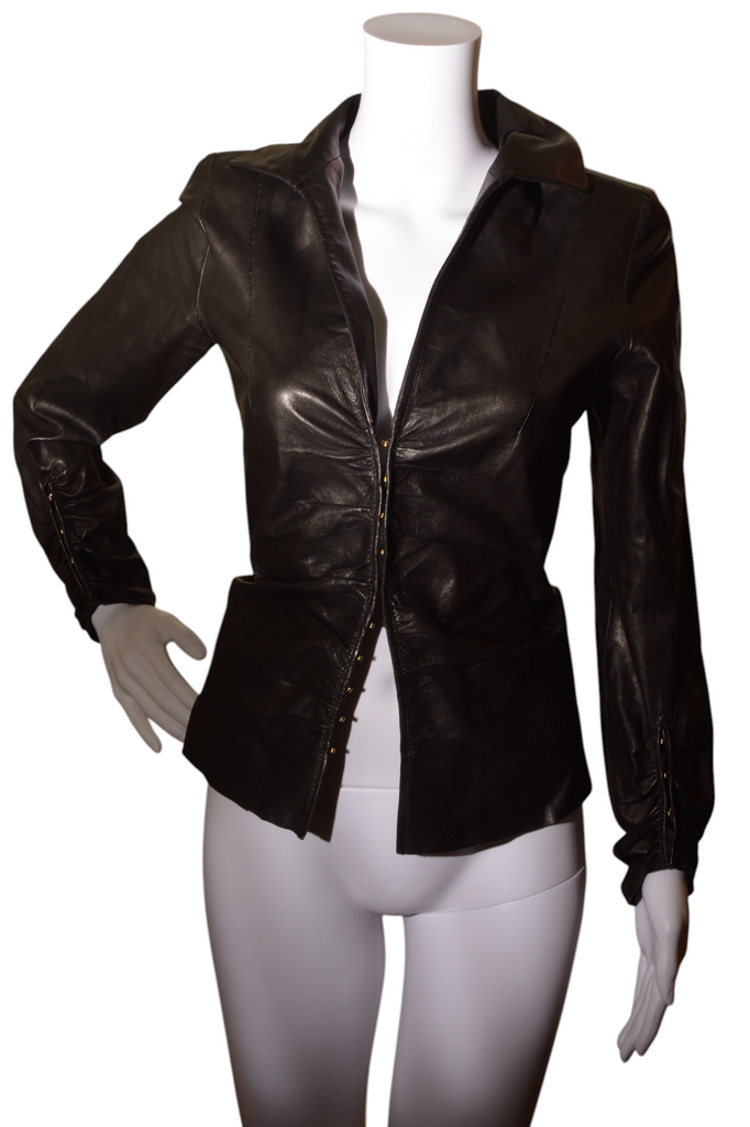 Roberto Cavalli Plunging Leather Top - irvrsbl