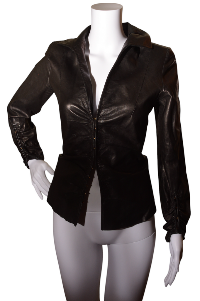 Roberto Cavalli Plunging Leather Top - irvrsbl