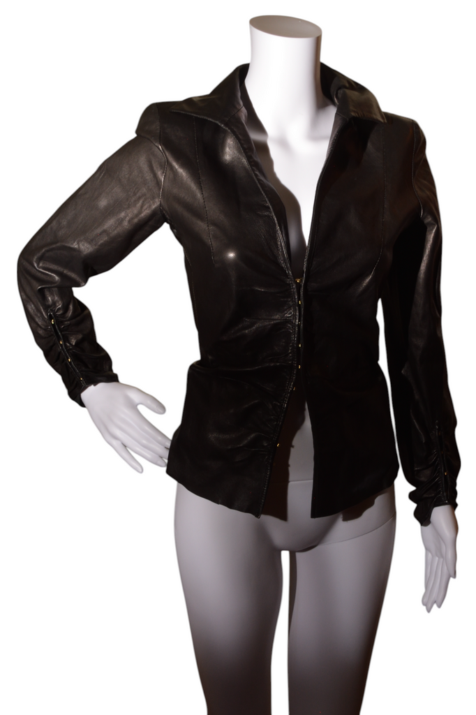 Roberto Cavalli Plunging Leather Top - irvrsbl