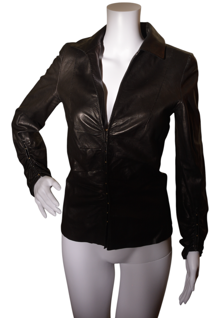 Roberto Cavalli Plunging Leather Top - irvrsbl