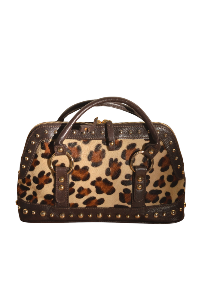 Blugirl Leopard Pony Hair Studded Bag - irvrsbl