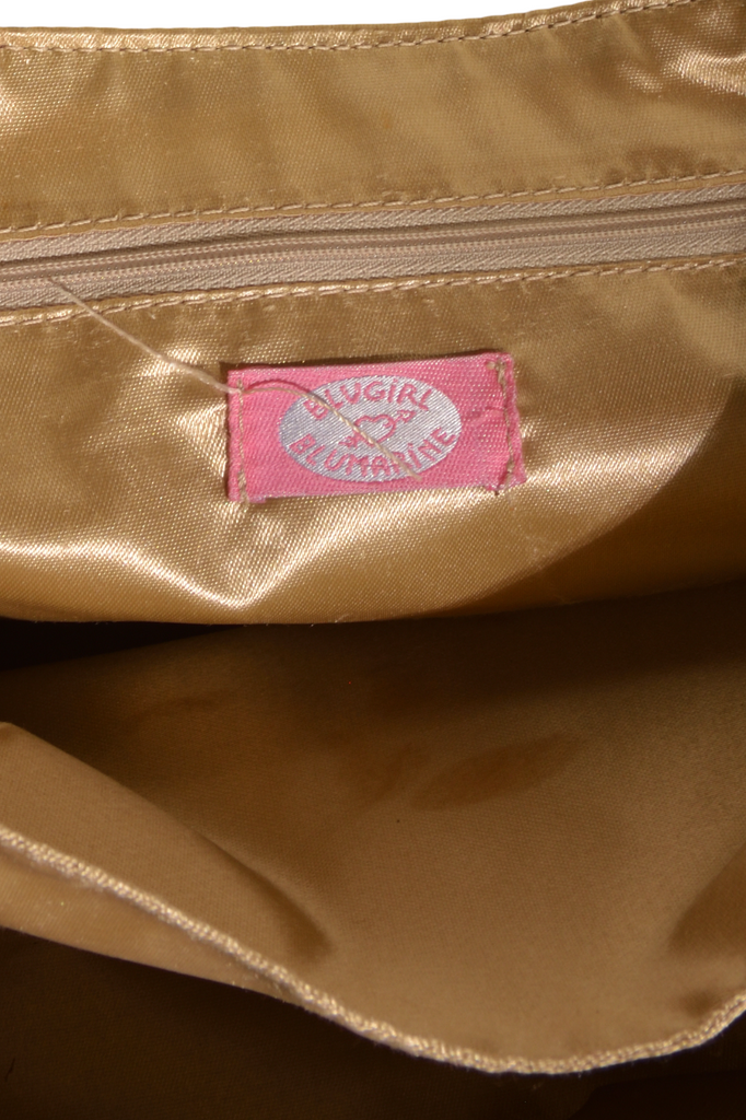 Blumarine Dark Brown Studded Leather Shoulder Bag with Pony Hair Trim - irvrsbl