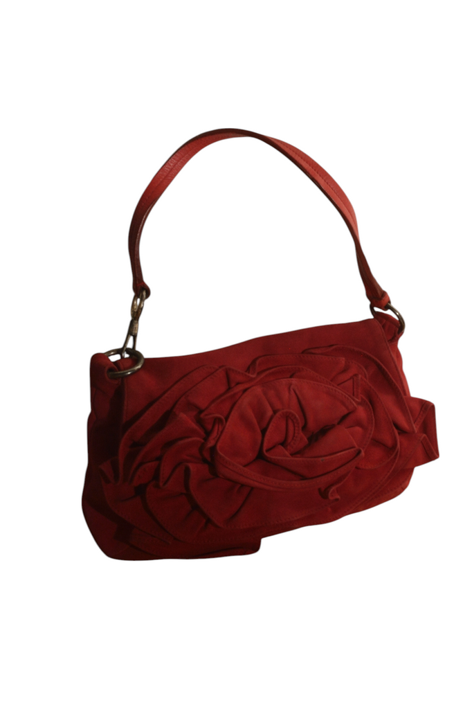 Yves Saint Laurent Nadja Red Suede Rose Bag - irvrsbl