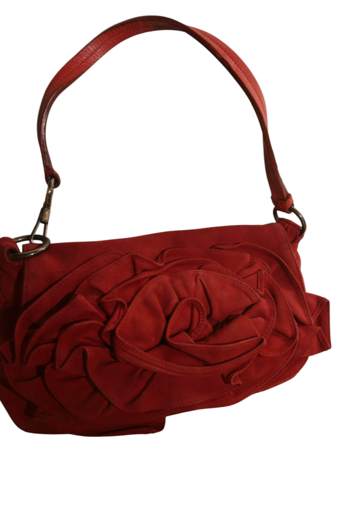 Yves Saint Laurent Nadja Red Suede Rose Bag - irvrsbl