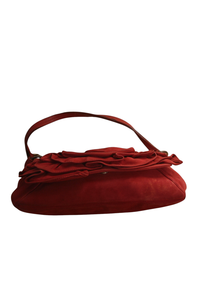 Yves Saint Laurent Nadja Red Suede Rose Bag - irvrsbl