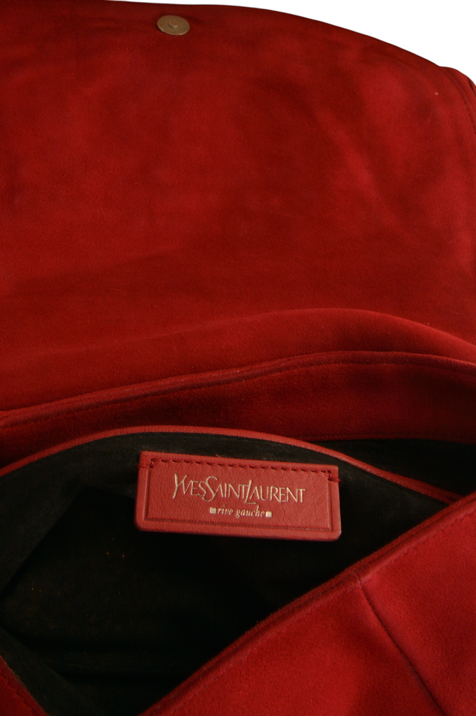 Yves Saint Laurent Nadja Red Suede Rose Bag - irvrsbl