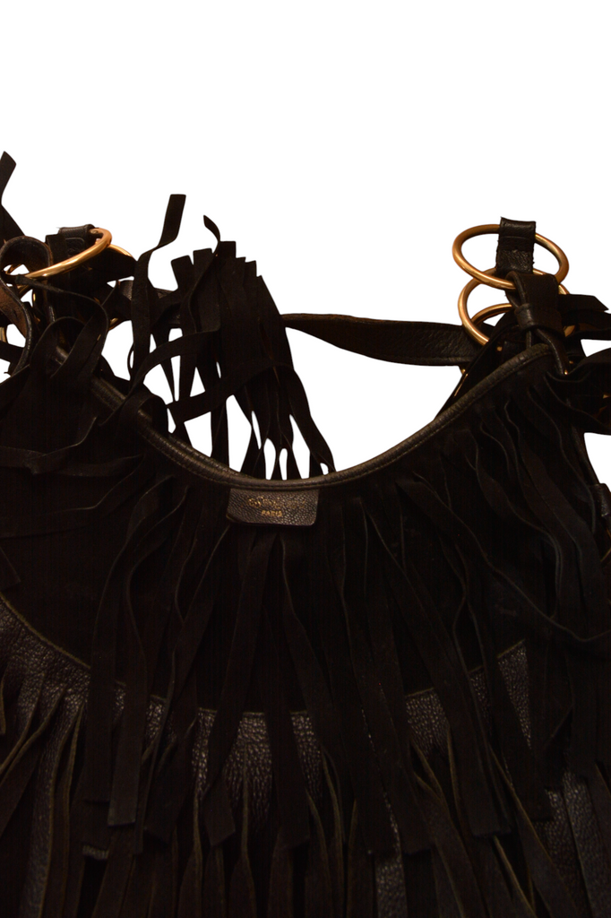 Yves Saint Laurent Rive Gauche Boheme Black Fringe Bag - irvrsbl