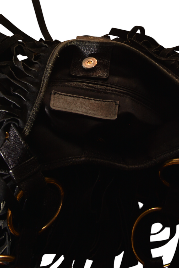 Yves Saint Laurent Rive Gauche Boheme Black Fringe Bag - irvrsbl