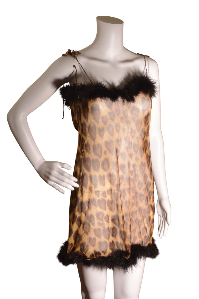 Moschino Sheer Fluffy Leopard Print Dress - irvrsbl