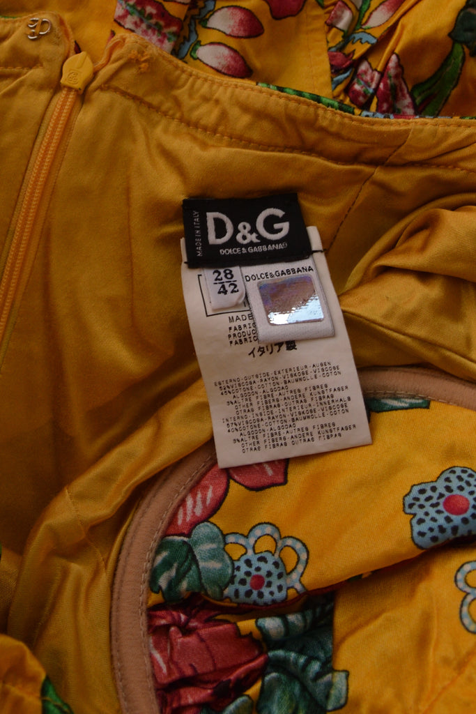 Dolce and Gabbana Satin Floral Ruched Bustier Dress - irvrsbl