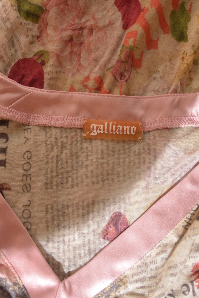 John Galliano Newspaper Print Batwing Top - irvrsbl