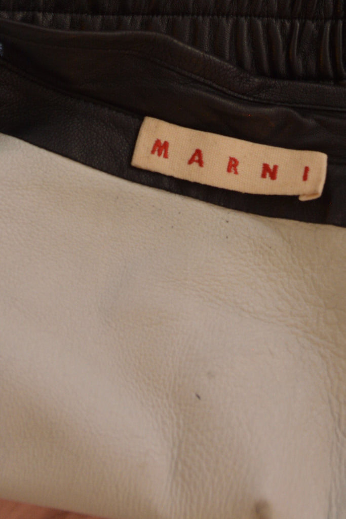 Marni Cropped Black Boxy Leather Jacket - irvrsbl