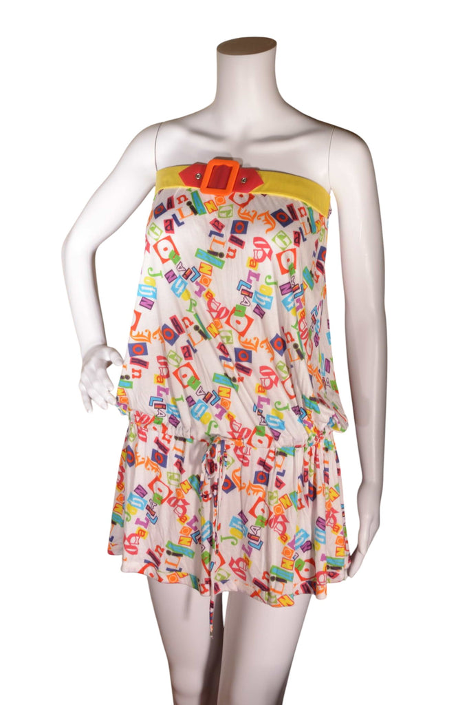 John Galliano Drop Waisted Ransom Note Tube Dress - irvrsbl