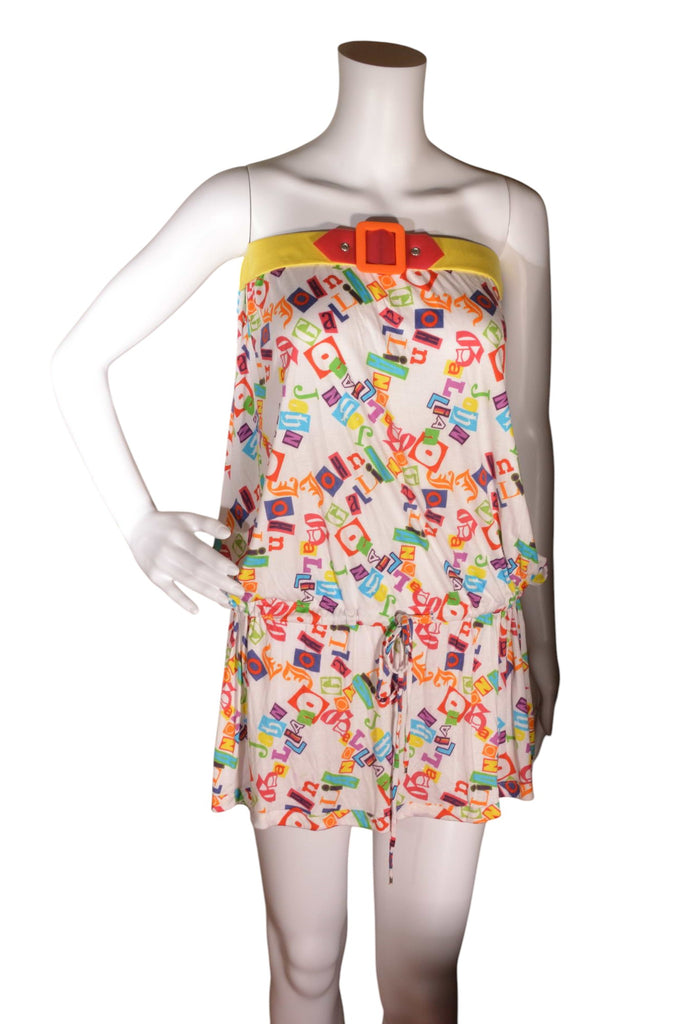 John Galliano Drop Waisted Ransom Note Tube Dress - irvrsbl