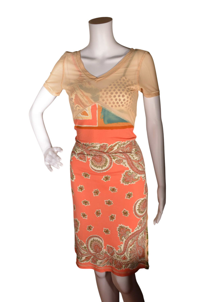 Jean Paul Gaultier Paisley and Bird Print Dress with Matching Bra c. 1998-1999 - irvrsbl