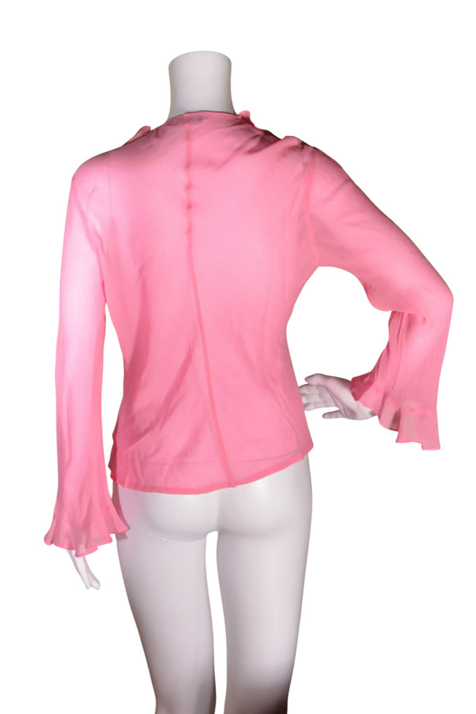 Ralph Lauren Silk Sheer Ruffle Top in Pink - irvrsbl