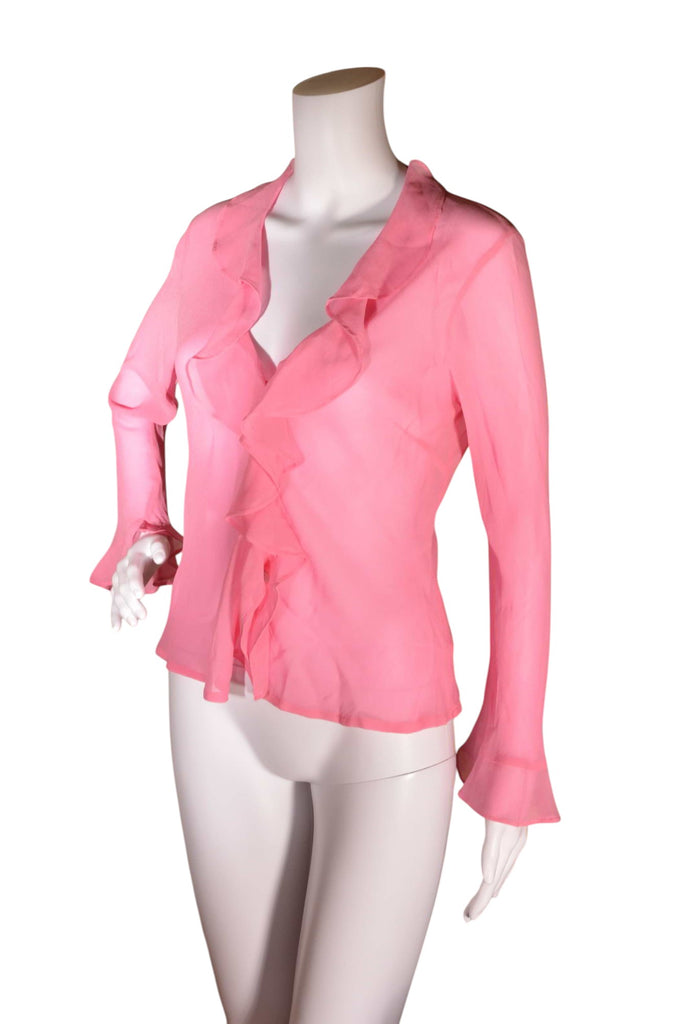 Ralph Lauren Silk Sheer Ruffle Top in Pink - irvrsbl