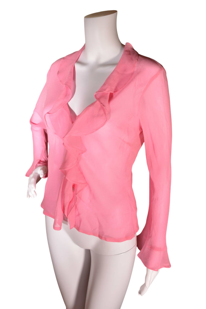 Ralph Lauren Silk Sheer Ruffle Top in Pink - irvrsbl