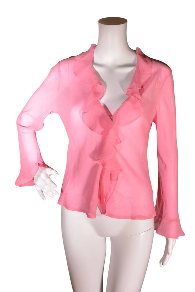 Ralph Lauren Silk Sheer Ruffle Top in Pink - irvrsbl