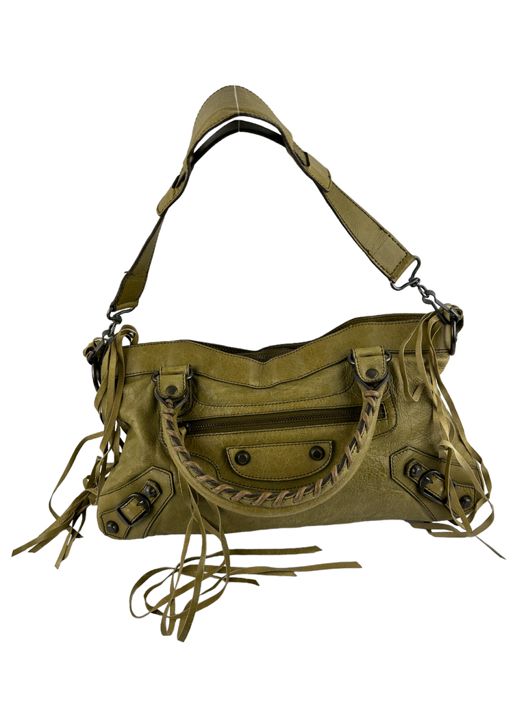 Balenciaga The First Motorcycle Bag in Olive - irvrsbl