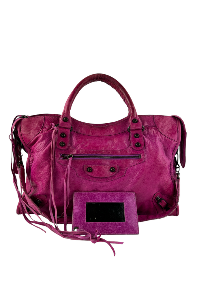 Balenciaga Magenta City Motorcycle Bag - irvrsbl