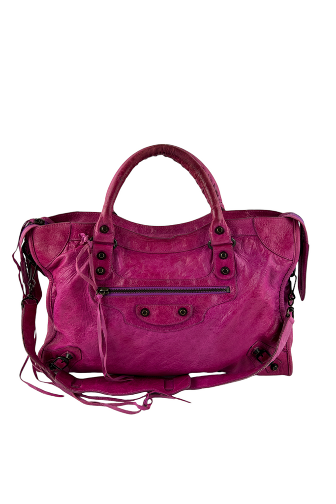 Balenciaga Magenta City Motorcycle Bag - irvrsbl