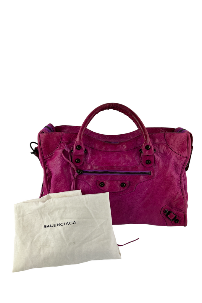 Balenciaga Magenta City Motorcycle Bag - irvrsbl