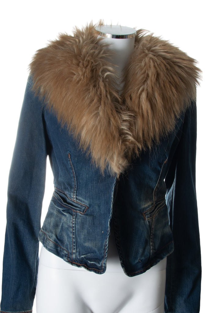 Fornarina Denim Jacket with Faux Fur Collar - irvrsbl