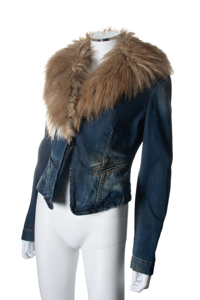 Fornarina Denim Jacket with Faux Fur Collar - irvrsbl