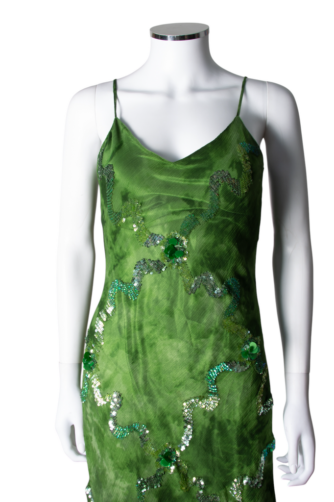 vintage Green Sequin Slip Dress - irvrsbl