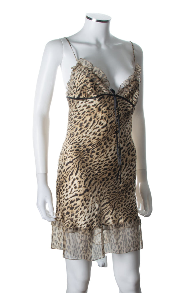 Roberto Cavalli Leopard Silk Slip Dress - irvrsbl