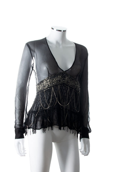 Sheer Top with Beaded Detail