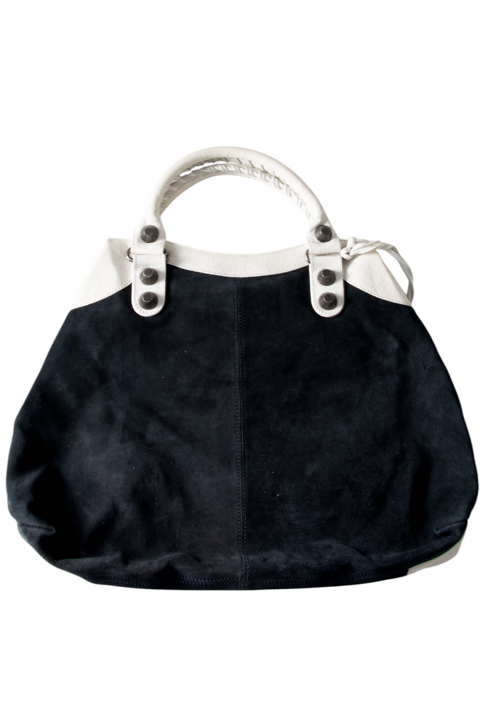 Balenciaga Rare Two Toned The Giant Motorcycle Bag in Navy and White - irvrsbl