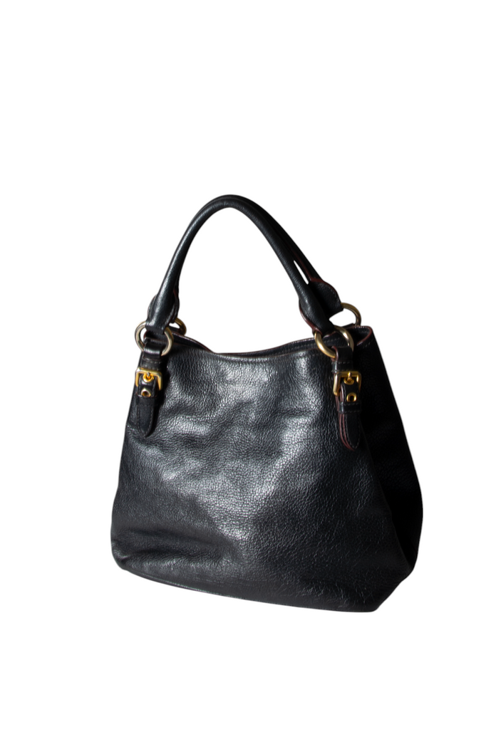 Miu Miu Black Leather Handbag with Gold Hardware - irvrsbl