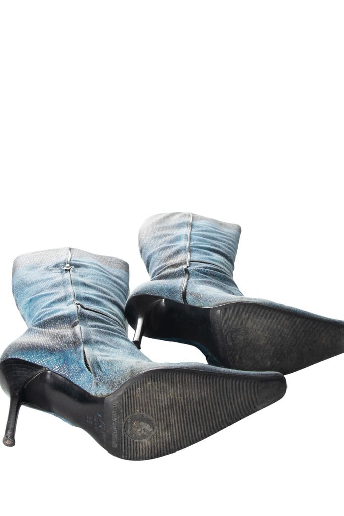 Roberto Cavalli Denim Print Boots - irvrsbl