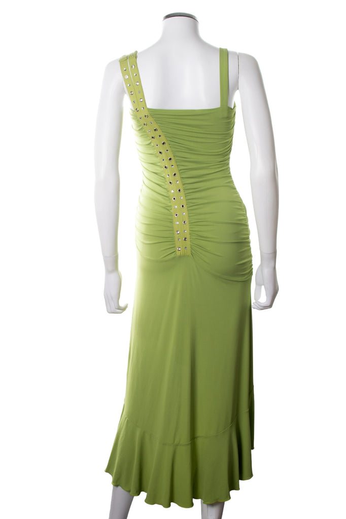 Roberto Cavalli Asymmetrical Dress with Rhinestone and Grommet Detail - irvrsbl