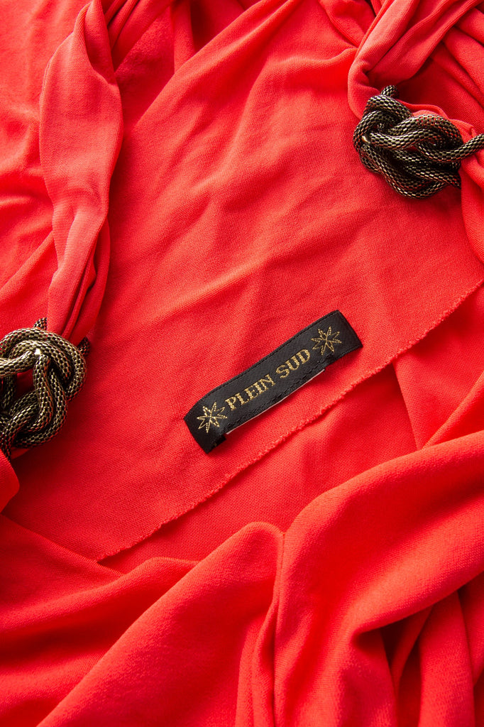 Plein Sud Draped Midi Dress with Knotted Hardwear Detail - irvrsbl