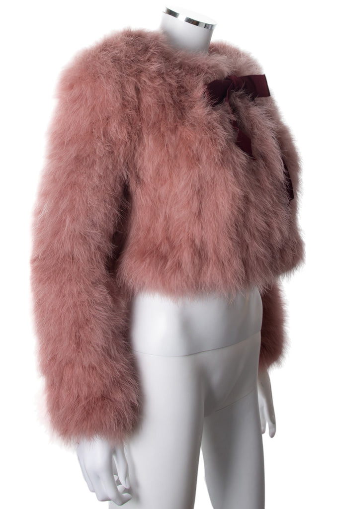 Moschino Blush Marabou Feather Jacket with Bow Detail - irvrsbl