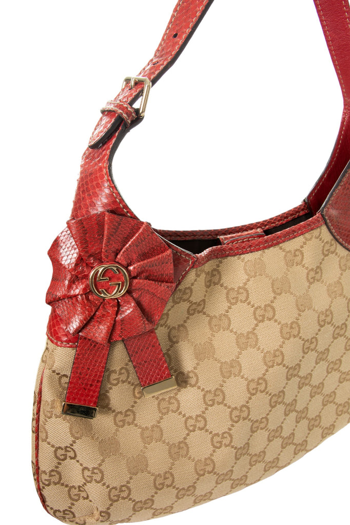 Gucci Monogram Jackie Bag with Snakeskin Handle - irvrsbl