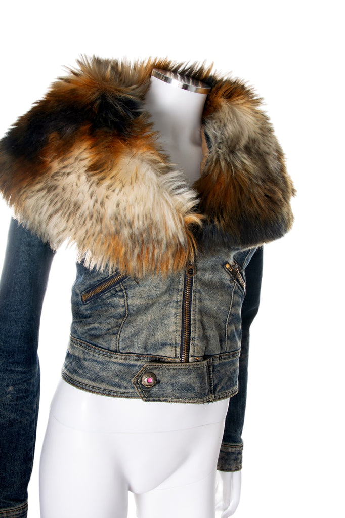vintage Denim Jacket with Faux Fur Collar - irvrsbl